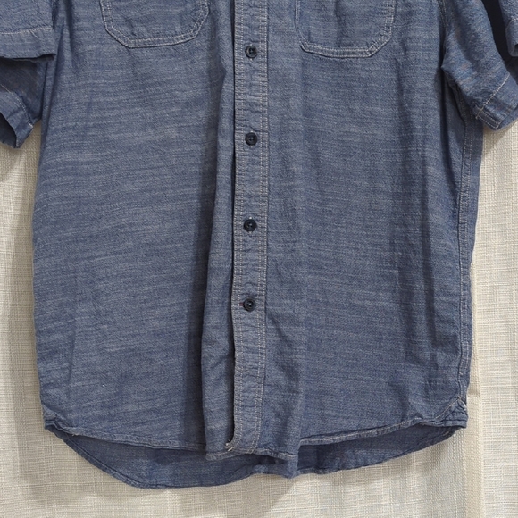 WOOLRICH Men's Buttom Down Shirt XL Blue Short Sleeve Collared Cotton - Picture 6 of 12